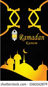 Ramadan kareem illustration with lantern.Religion muslim celebration.mosque element.modern design