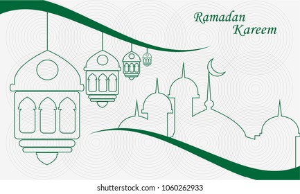 Ramadan kareem illustration with lantern.Religion muslim celebration.mosque element.modern design