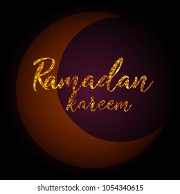 Ramadan Kareem illustration with moon.  Vector design template for greetings card, poster, banner, invitation.