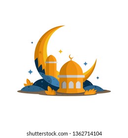ramadan kareem illustration - mosque illustration set - vector