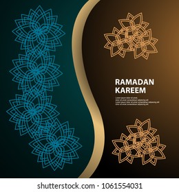 Ramadan kareem illustration with pattern flower .religion muslim celebration.mosque element.modern design