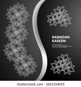Ramadan kareem illustration with pattern flower .religion muslim celebration.mosque element.modern design