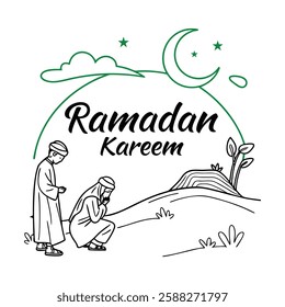 Ramadan Kareem Illustration of Prayerful Figures