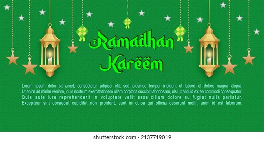 Ramadan Kareem illustration with stars, lanterns and mosque on abstract background. for banner purposes, web.
cool vector illustration design banner