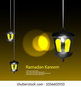 Ramadan kareem illustration with three lantern .Religion muslim celebration.mosque element.modern design
