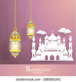 Ramadan Kareem. illustrations of lanterns and mosques for greeting cards, templates, banners and the importance of other graphics. Islamic ornaments with beautiful colors