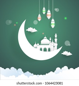 Ramadan Kareem Illustrations Mosques Lanterns Night Stock Vector ...