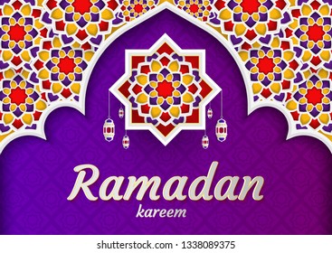 Ramadan Kareem of invitations design  paper cut islamic.  Vector illustration