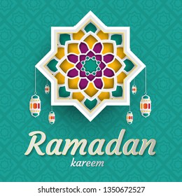 Ramadan Kareem of invitations design  paper cut islamic.  Vector illustration