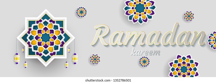 Ramadan Kareem of invitations design  paper cut islamic.  Vector illustration