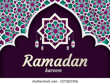 Ramadan Kareem of invitations design  paper cut islamic.  Vector illustration