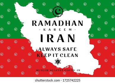 Ramadan Kareem Iran Always Safe Keep It Clean. World Campaign Wallpaper Background Against Covid 19 Pandemic