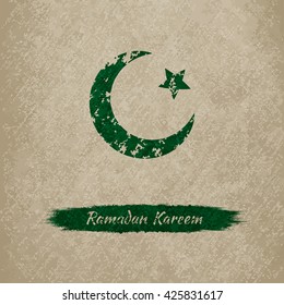 Ramadan Kareem, islam celebration vintage illustration, vetor background, green color