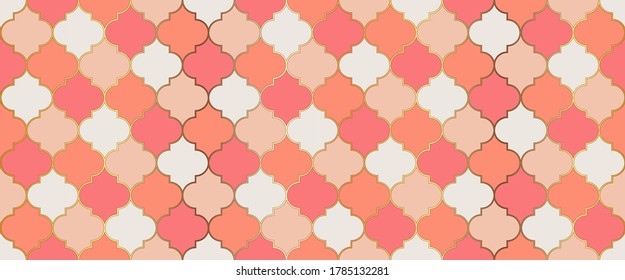 Ramadan Kareem Islam Decoration. Eid Mubarak Muslim Background. Traditional Ramadan Mosque Golden Motif. Arabic Mosque Window Tile. Seamless Moroccan Mosaic Design. Moroccan Seamless Ornament