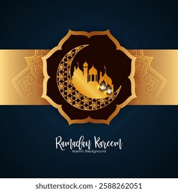 Ramadan Kareem Islamic arabic festival celebration with mosque vector