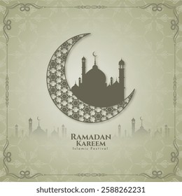 Ramadan Kareem Islamic arabic festival celebration with mosque vector