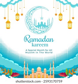 Ramadan kareem islamic background with calligraphy