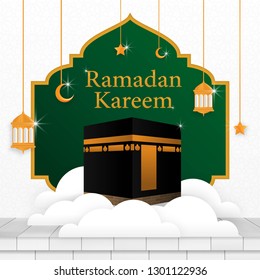 ramadan kareem islamic background design with simple modern concept and religious concept,  hari raya, eid mubarak, ramdhan, iftar party banner, backdrop, cover, flyer, brochure design vector eps 10