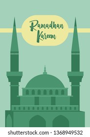 ramadan kareem islamic background design with simple modern concept and religious concept, hari raya, eid mubarak, ramadhan, backdrop, cover, iftar party banner, flyer, brochure design vector