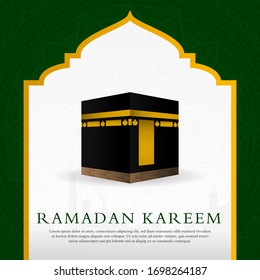 diseño de fondo islámico ramadan kareem con mezquita kabah realista