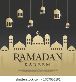 ramadan kareem islamic background design with elegant style use for greeting card template and poster design 