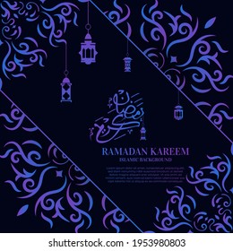 Ramadan kareem. Islamic background design with arabic calligraphy, mandala or ornament.
Translation of arabic calligraphy : Ramadan kareem
