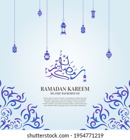 Ramadan kareem. Islamic background design with arabic calligraphy, mandala or ornament.
Translation of arabic calligraphy : Ramadan kareem