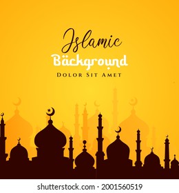 Ramadan kareem islamic background design with mosque illustration. Can be used for greetings card, backdrop or banner.