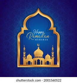 Ramadan Kareem islamisches Hintergrunddesign mit Moschee-Illustration. Kann für Grußkarte, Hintergrund oder Banner verwendet werden.
