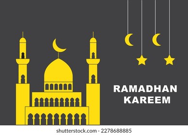 Ramadan Kareem. Islamic Background Design with Arabic Ornament stars and crescent moon, vector.