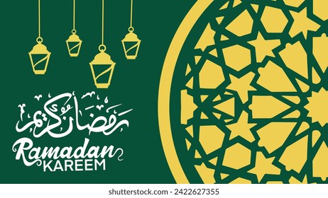 Ramadan Kareem. Islamisches Hintergrunddesign mit arabischer Kalligrafie und Ornament. - Übersetzung der arabischen Kalligrafie: Ramadan Karem