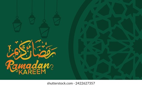 Ramadan kareem. Islamic background design with arabic calligraphy and ornament. - Translation of arabic calligraphy : Ramadan kareem
