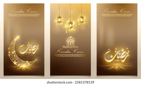 Ramadan Kareem Islamic background design glow crescent and arabic lantern for banner and greeting card