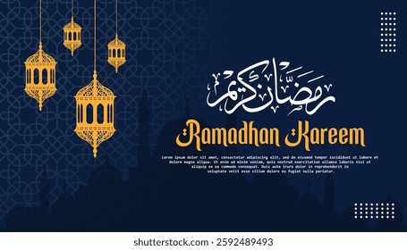 Ramadan kareem. Islamic background design with arabic calligraphy and ornament. - Translation of arabic calligraphy : Ramadan kareem