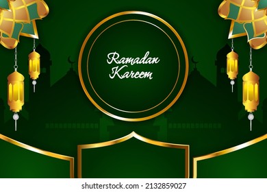 Ramadan Kareem Islamic background with element and green color