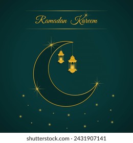  Ramadan kareem. Islamic background. Ramadan islamic holiday invitations templates with gold crescent moon. Luxury design. Vector illustration.