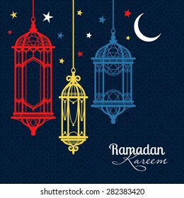 Ramadan Kareem. Islamic background. lamps for Ramadan