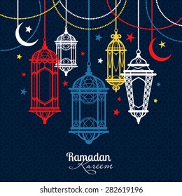 Ramadan Kareem. Islamic background. lamps for Ramadan