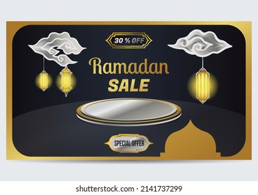 Ramadan Kareem Islamic Background Landscape Suitable For Branding Premium Vector