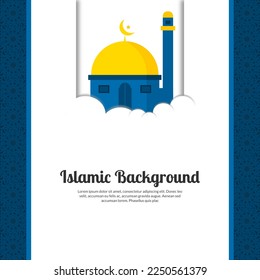 Ramadan kareem islamic background, Template for social media, blue background islamic template