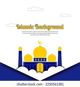 Ramadan kareem islamic background, Template for social media, blue background islamic template