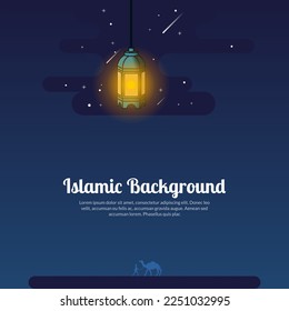 Ramadan kareem islamic background, Template for social media, dark background islamic template