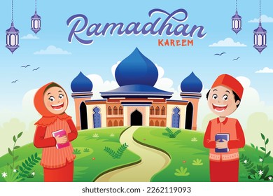 Ramadan Kareem, islamischer Hintergrund, Vektorgrafik. Frohes islamisches neues Hijri-Jahr. Grafisches Design für die Dekoration von Geschenkgutscheinen, Bannern und Flyer.