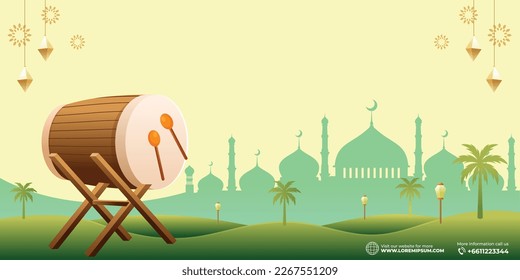 Vector de fondo islámico Ramadan Kareem. Feliz Año Islámico Nuevo Hijri. Diseño gráfico para la decoración de certificados de regalo, banners y volante.