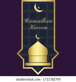 ramadan kareem islamic banner design. Ramadan Kareem religious symbols in Gold colors set