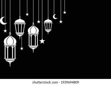 Ramadan Kareem Islamic Banner Design With Arabic Lantern