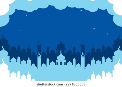 ramadan kareem islamic banner design with blue background 