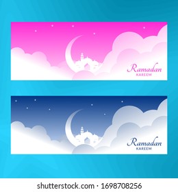 Plantilla de Banners Islámicos Ramadan Kareem Diseño Gráfico. 