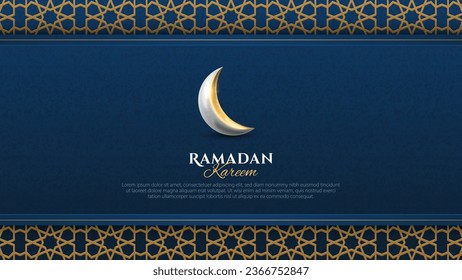 Ramadan Kareem islamic crescent greeting design background with geometric pattern