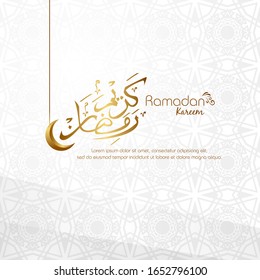 Ramadan kareem, diseño islámico con caligrafía árabe y patrón aislado en fondo blanco.- Traducción de caligrafía árabe : Ramadán Kareem.